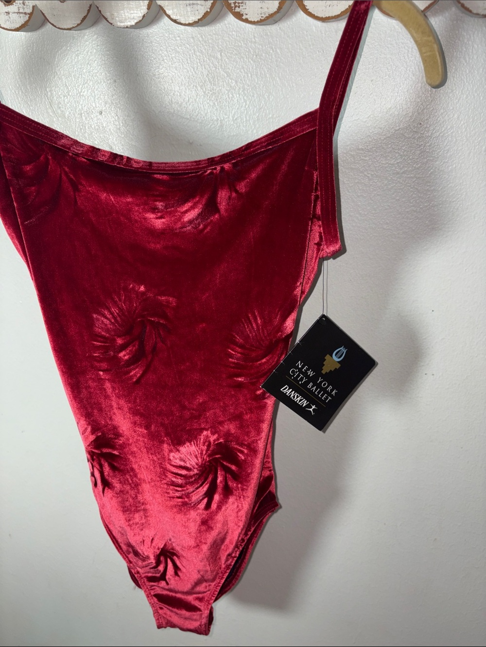 Rare vintage New York City Ballet Danskin Velvet Red Bodysuit
